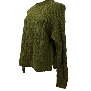 J Crew Cable Mock Neck Sweater, Olive Green, L